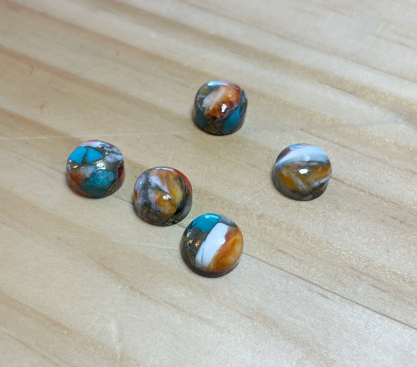 Natural Oyster Copper Turquoise - Round Cabochons