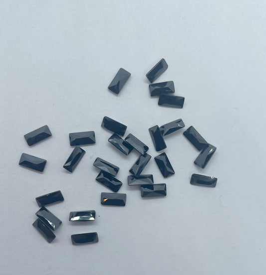 Cubic Zirconia, Black - Rectangular Cut Facet