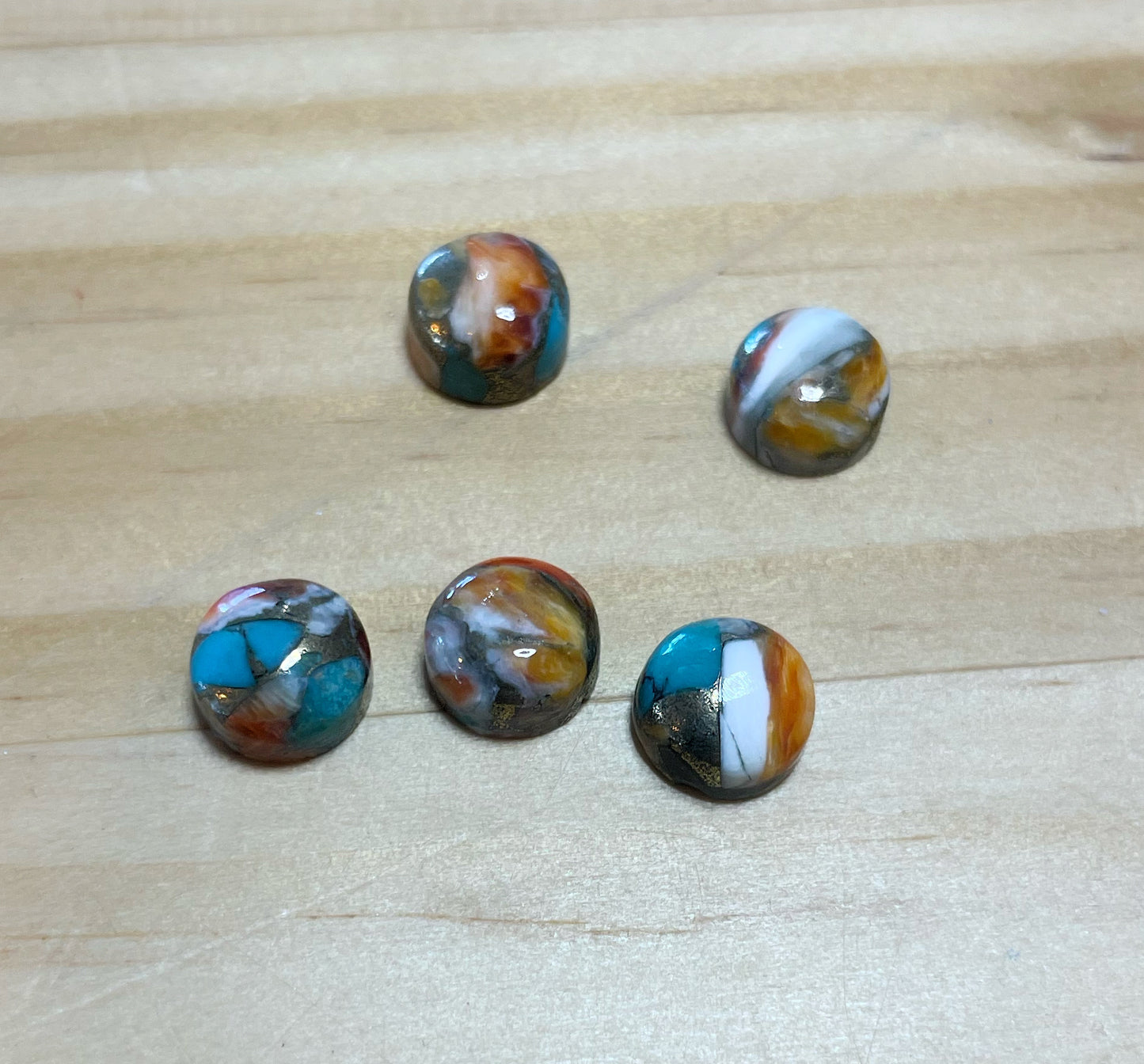 Natural Oyster Copper Turquoise - Round Cabochons